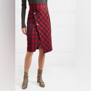 Maje Janty Plaid Asymmetrical Skirt